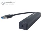 connektgear 4-Port USB 3.0 Hub with UK Power Supply - Black