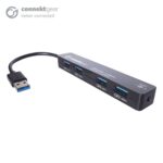 connektgear 4-Port USB 3.0 Hub with UK Power Supply - Black