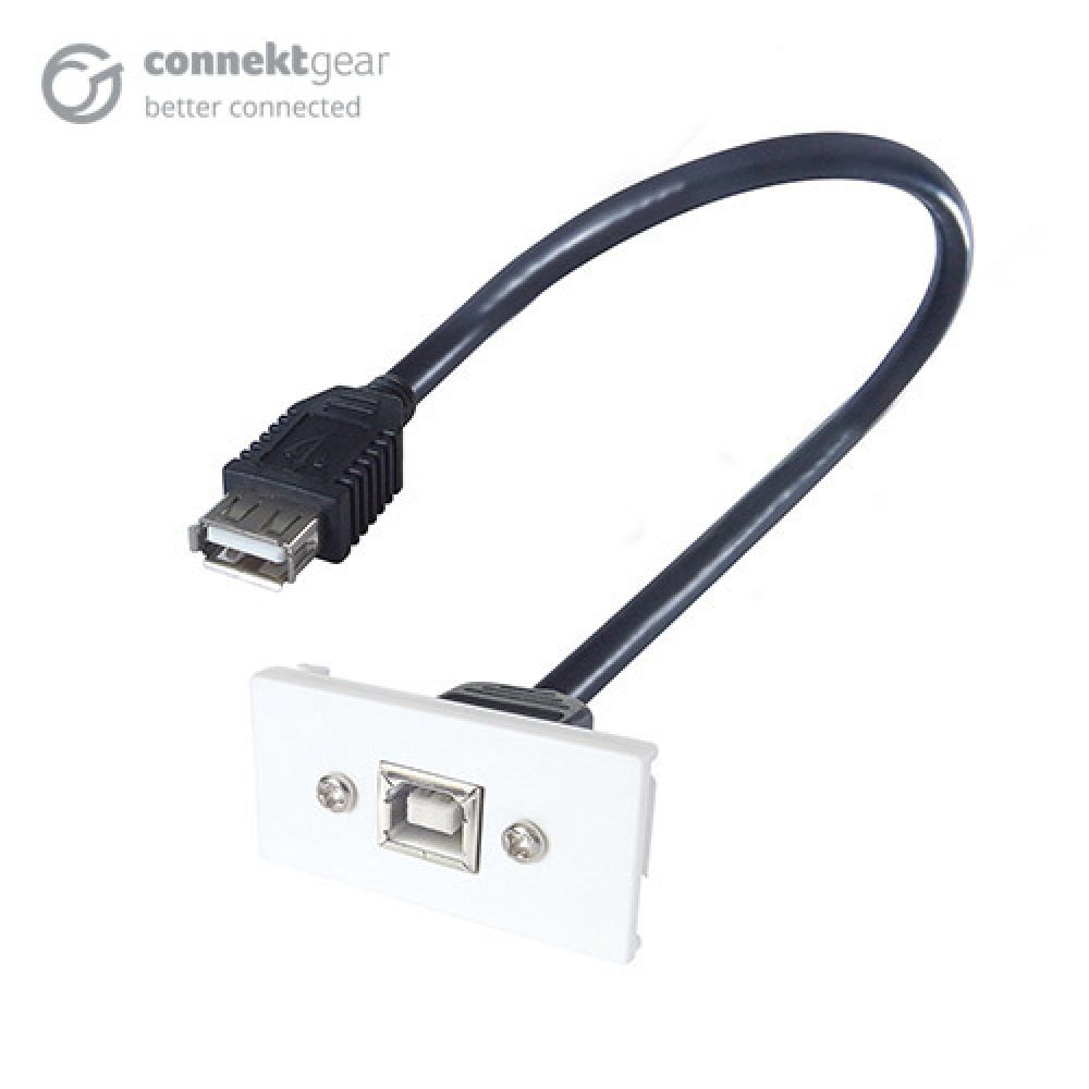 connektgear AV Snap-In USB 2 Type B Module 0.2m Socket-Socket White