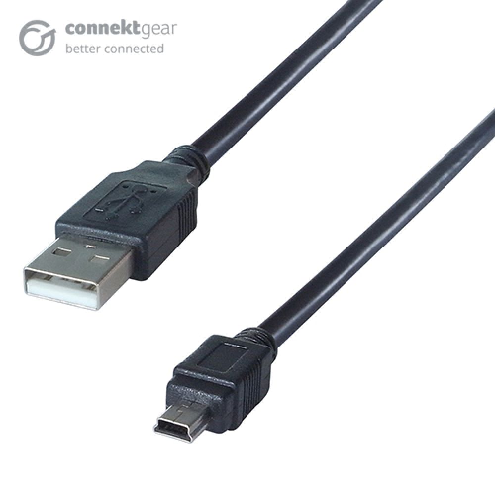 connektgear USB 2.0 A Male to B Mini 5 Pin Cable - 2m