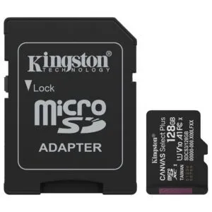 Kingston Canvas Select 128GB Micro SD UHS-I Flash Card with Adapter
