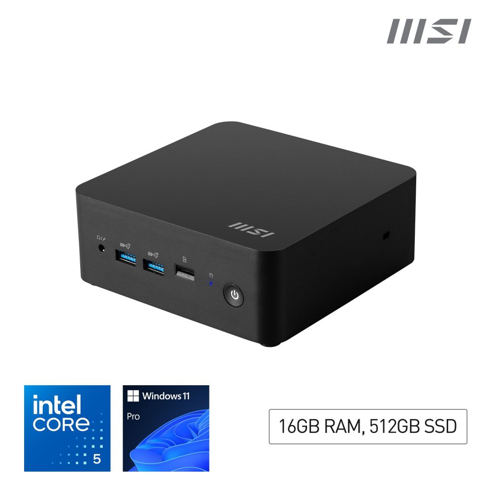 MSI Cubi NUC 1M Intel Core 5 120U Desktop PC, 16GB RAM, 512GB Storage, Win 11 Pro