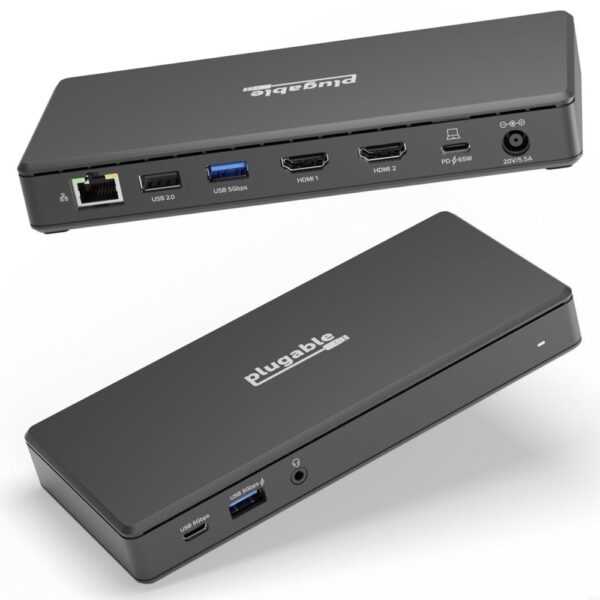 Plugable USB-C Docking Station Dual 4K HDMI, Power Delivery, 3x USB, Ethernet, Audio