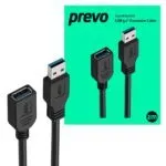 PREVO USBM-USBF-2M USB 3.2 Gen 1 Cable A Black 2m