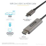 StarTech.com 10ft USB-C to HDMI 2.0b Cable 4K 60Hz HDR10