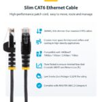StarTech.com 15m Black Slim CAT6 Ethernet Cable, UTP, 28AWG, LSZH