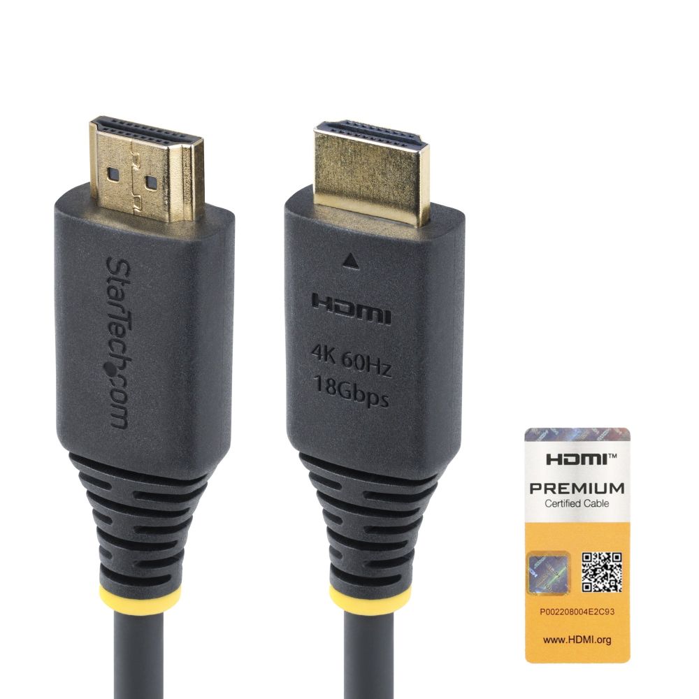 StarTech.com 1.5m Premium Certified HDMI 2.0 Cable, 4K 60Hz, HDR10, 18Gbps