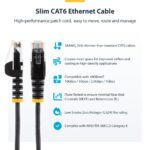 StarTech.com 1.5m White Slim CAT6 Ethernet Cable, 100W PoE, UTP, 28AWG