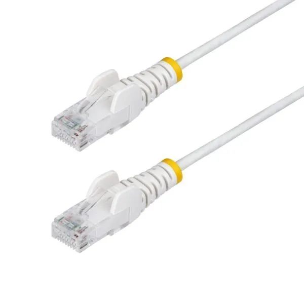 StarTech.com 1.5m White Slim CAT6 Ethernet Cable, 100W PoE, UTP, 28AWG