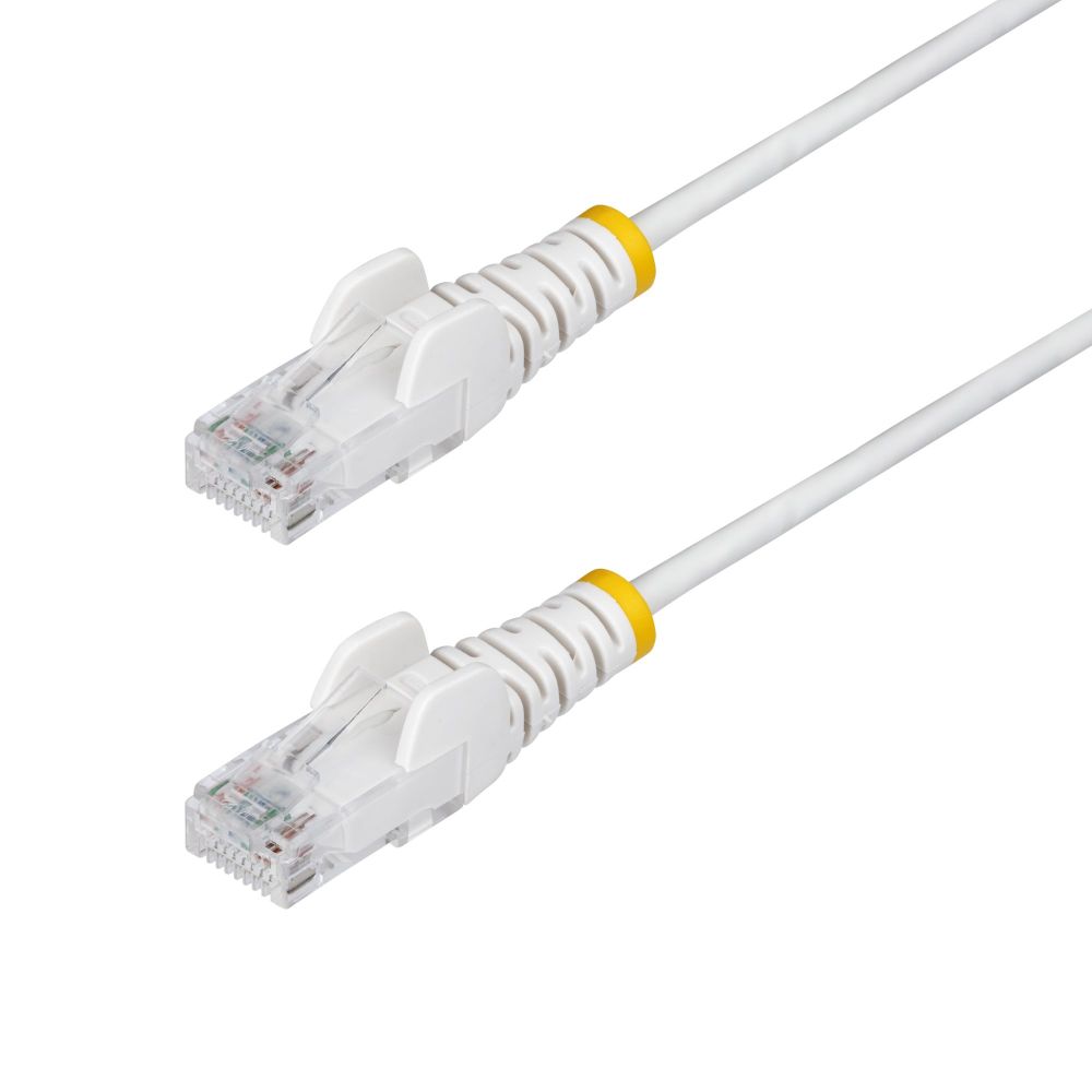 StarTech.com 1.5m White Slim CAT6 Ethernet Cable, 100W PoE, UTP, 28AWG