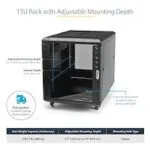 StarTech.com 15U 4-Post Server Rack Cabinet, 19" Lockable with Casters