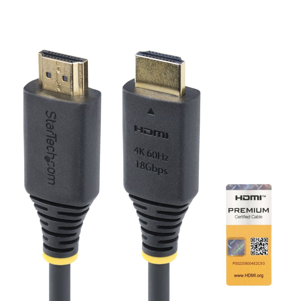 StarTech.com 1.6ft Premium HDMI 2.0 Cable, 4K 60Hz, 18Gbps