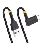 StarTech.com 1ft USB-C to USB-A Cable Right Angle, 3A, Black