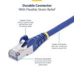 StarTech.com 1m Blue CAT8 Ethernet Cable, Snagless RJ45, 25G/40G, 2000MHz, 100W PoE++, S/FTP, 26AWG Pure Bare Copper Wire, LSZH, Shielded Network Patch Cord w/Strain Reliefs,