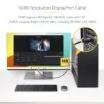 StarTech.com 1m DisplayPort 2.1 Cable, DP80 UHBR20 80Gbps, 16K/8K 60Hz, 4K 240Hz