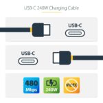 StarTech.com 1m USB-C Cable, 240W PD EPR, USB 2.0, TPE, M/M