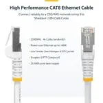 StarTech.com 1m White CAT8 Ethernet Cable, Snagless RJ45, 25G/40G, S/FTP, LSZH