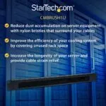StarTech.com 1U Brush Strip Cable Management Panel, Steel