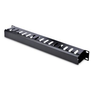 StarTech.com 1U Horizontal Cable Management Finger Duct with Cover - 19" Rack Wire Raceway Panel
