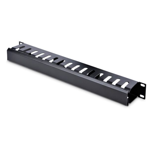 StarTech.com 1U Horizontal Cable Management Finger Duct with Cover - 19" Rack Wire Raceway Panel