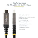 StarTech.com 20" USB 3.1 Type-C Cable - 10Gbps, 100W PD, DP Alt Mode