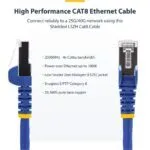 StarTech.com 2m Blue CAT8 Snagless Ethernet Cable, 25G/40G, 2000MHz, PoE++