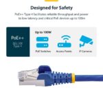 StarTech.com 2m Blue CAT8 Snagless Ethernet Cable, 25G/40G, 2000MHz, PoE++