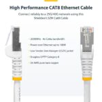 StarTech.com 2m White CAT8 Ethernet Cable, Snagless RJ45, 25G/40G, S/FTP, LSZH