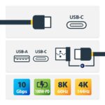 StarTech.com 3ft Hybrid USB-C Cable with USB-A Adapter - 10Gbps/100W PD