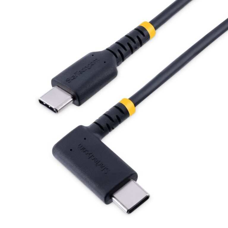 StarTech.com 3ft USB-C Charging Cable Right Angle - 60W PD - Heavy Duty - Black