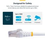 StarTech.com 50cm White CAT8 Ethernet Cable, S/FTP, 2000MHz, 100W PoE++