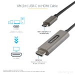 StarTech.com 6ft USB C to HDMI 2.0b Cable 4K 60Hz HDR10