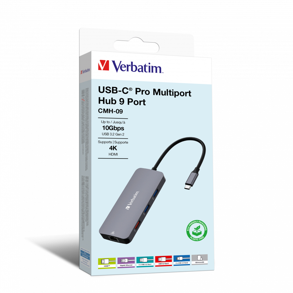Verbatim CMH-09 USB-C Silver 10Gbit/s