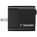 Verbatim GaN 65W 2-Port Retractable Cable Charger with US/EU/UK Adapters