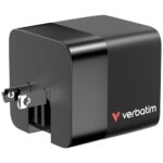 Verbatim GaN 65W 2-Port Retractable Cable Charger with US/EU/UK Adapters