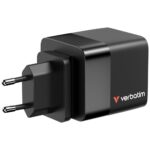 Verbatim GaN 65W 2-Port Retractable Cable Charger with US/EU/UK Adapters