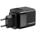 Verbatim GaN 65W 2-Port Retractable Cable Charger with US/EU/UK Adapters