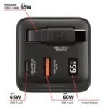 Verbatim GaN 65W 2-Port Retractable Cable Charger with US/EU/UK Adapters