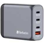 Verbatim GNC-100 GaN 100W Charger - 2x USB-C PD 100W, 1x USB-C PD 65W, 1x USB-A QC 3.0 (EU/UK/US)