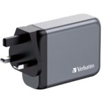 Verbatim GNC-100 GaN 100W Charger - 2x USB-C PD 100W, 1x USB-C PD 65W, 1x USB-A QC 3.0 (EU/UK/US)