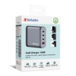 Verbatim GNC-140 GaN Charger 140W USB-C PD 140W / 20W / USB-A QC 3.0 EU/UK/US