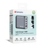 Verbatim GNC-140 GaN Charger 140W USB-C PD 140W / 20W / USB-A QC 3.0 EU/UK/US