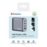 Verbatim GNC-140 GaN Charger 140W USB-C PD 140W / 20W / USB-A QC 3.0 EU/UK/US