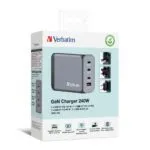 Verbatim GNC-240 GaN Charger 240W, 3x USB-C, 1x USB-A (EU/UK/US)