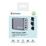 Verbatim GNC-240 GaN Charger 240W, 3x USB-C, 1x USB-A (EU/UK/US)