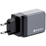Verbatim GNC-65 GaN Charger 65W, 2x USB-C PD, 1x USB-A QC 3.0 (EU/UK/US)