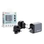 Verbatim GNC-65 GaN Charger 65W, 2x USB-C PD, 1x USB-A QC 3.0 (EU/UK/US)