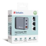 Verbatim GNC-65 GaN Charger 65W, 2x USB-C PD, 1x USB-A QC 3.0 (EU/UK/US)