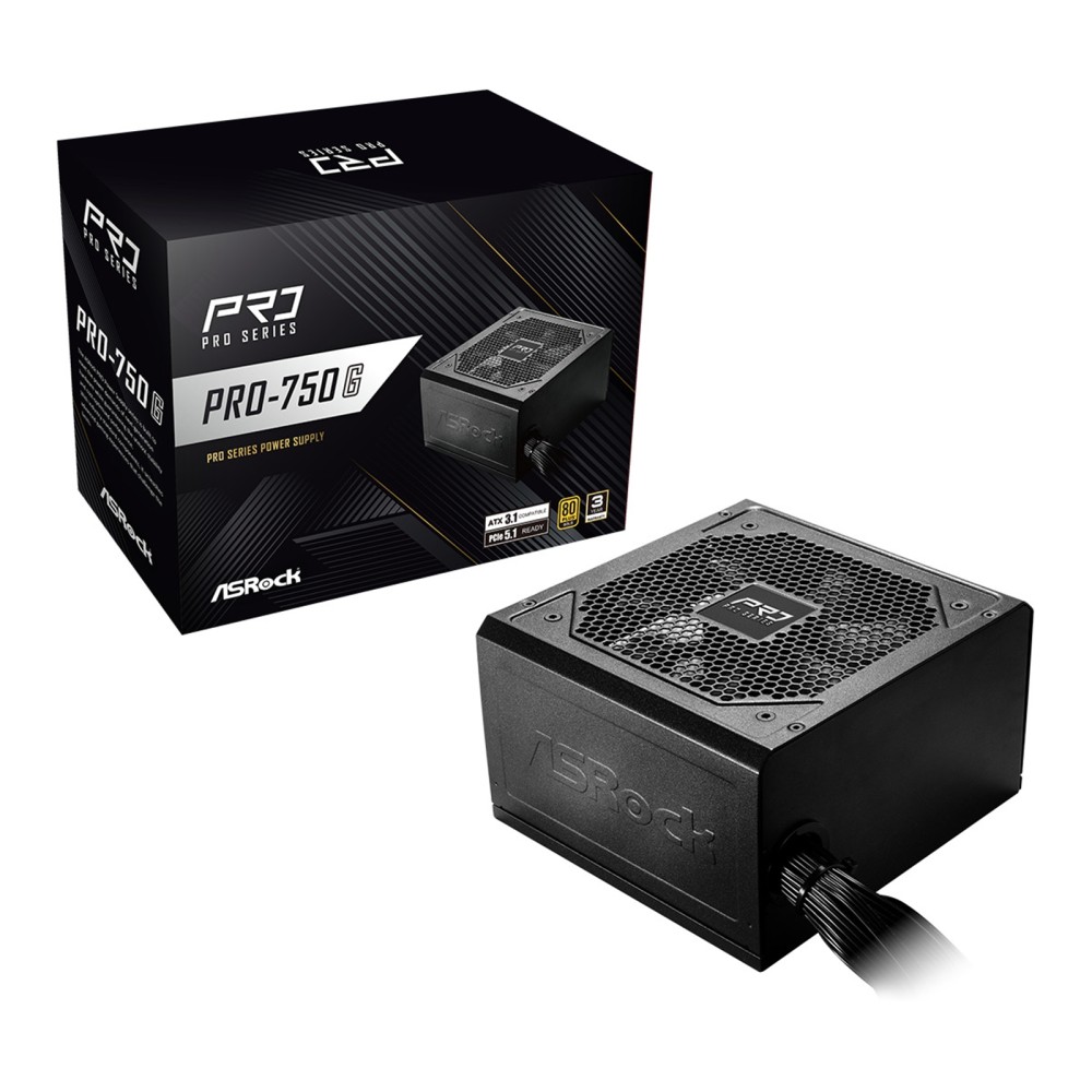 Asrock PRO-750G 750W ATX PSU, 80 Plus Gold