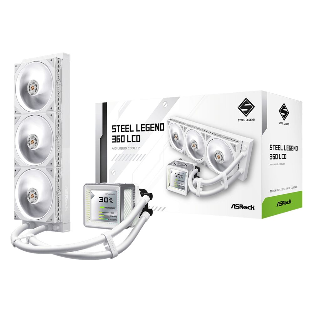 ASRock Steel Legend 360 White AIO CPU Cooler - LCD, LGA1700/1851 & AM5/AM4